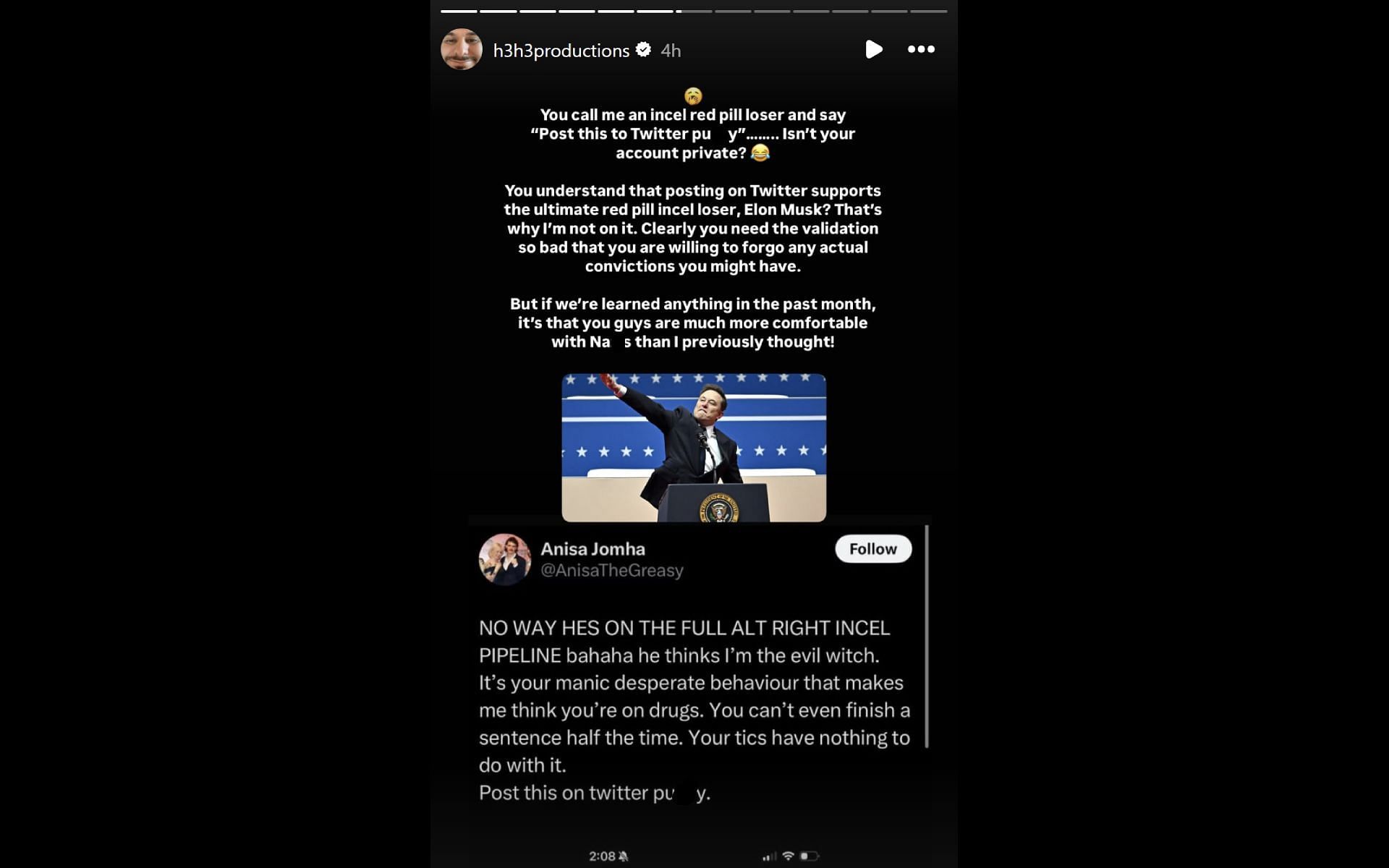 Ethan Klein's response to Anisa Jomha via Instagram (Image via instagram.com/h3h3productions)
